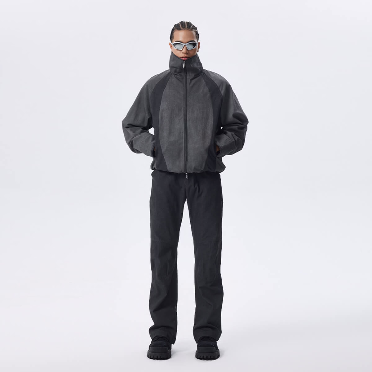 Custom 100% Cotton Stand Collar Jacket for Men Autumn Color-Blocked Windproof Outerwear