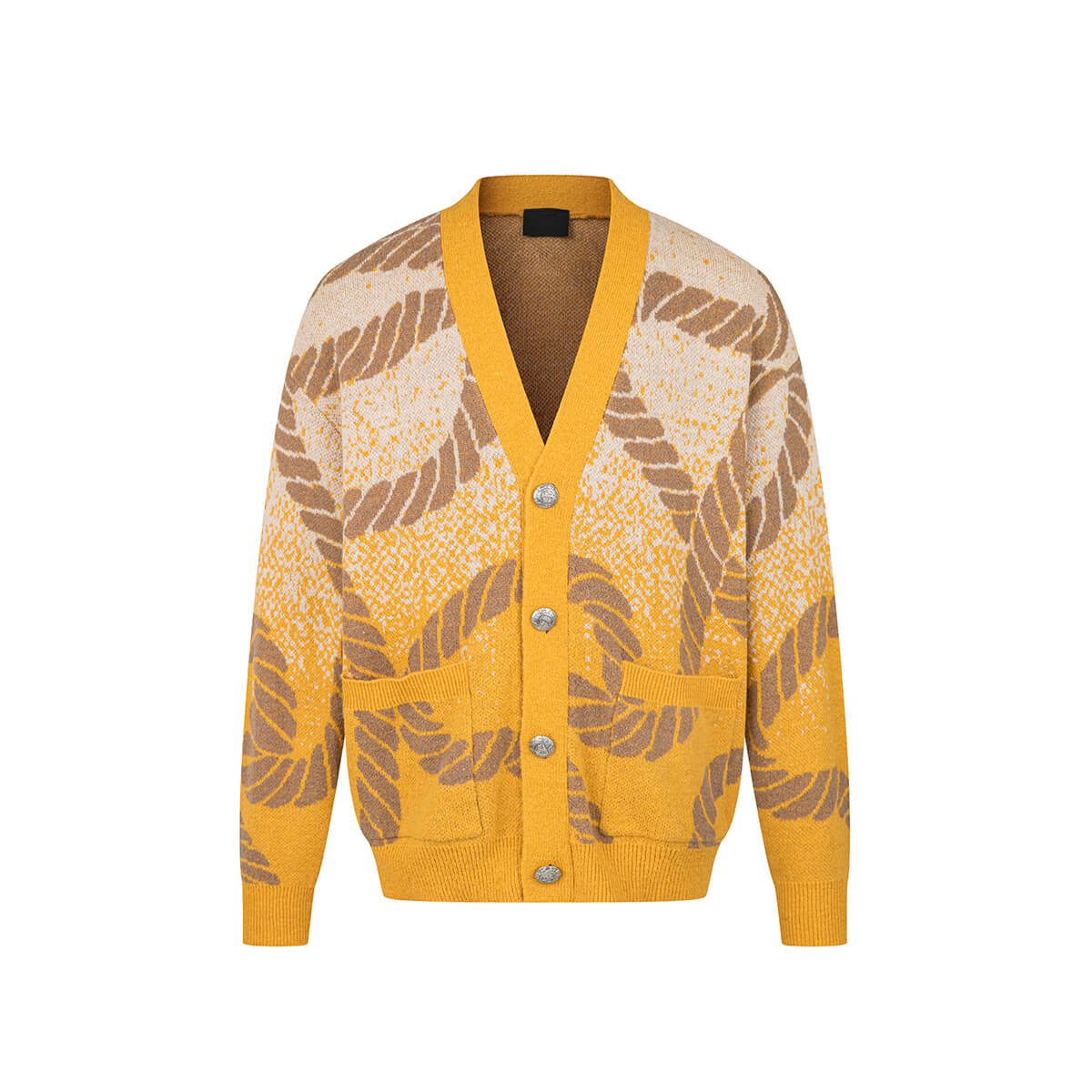 Custom Sweater Printing Jacquard V-neck Cardigan Sweater For Men