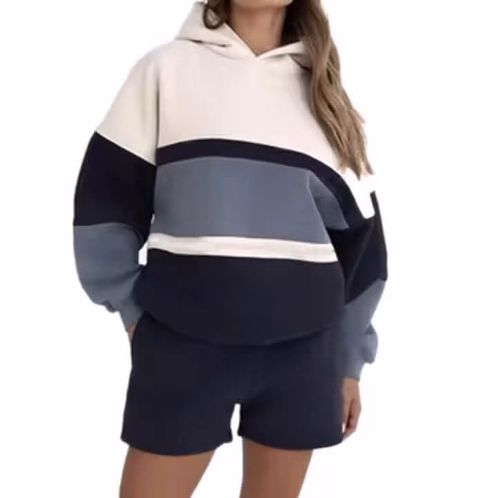 New Custom Oversized Spliced Pullover High Quality Women's Fashion Fitness Hoodie