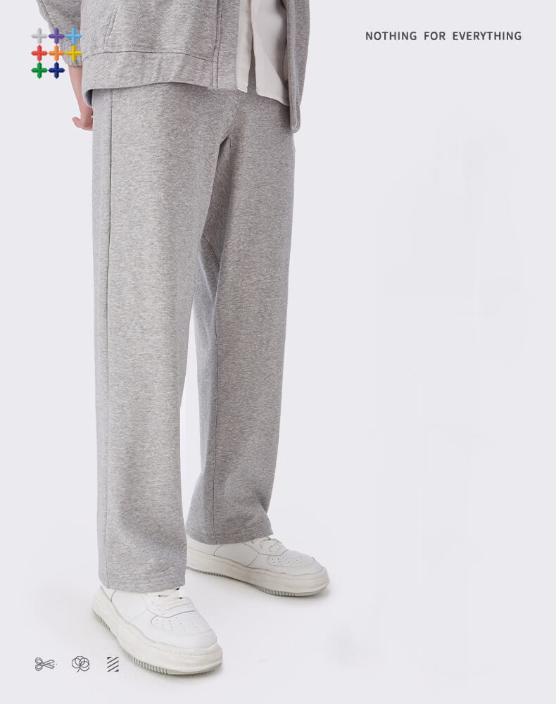 Private Label Cotton Loose Sweatpants Wide Leg Grey Brown Sweatpants