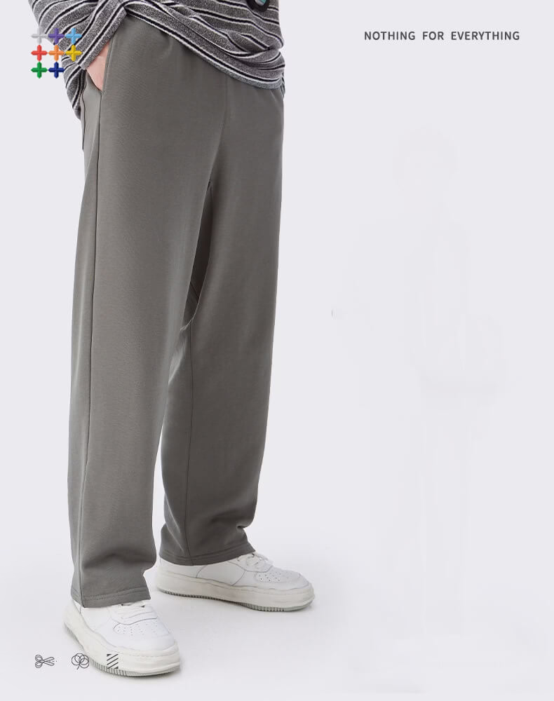 Private Label Cotton Loose Sweatpants Wide Leg Grey Brown Sweatpants
