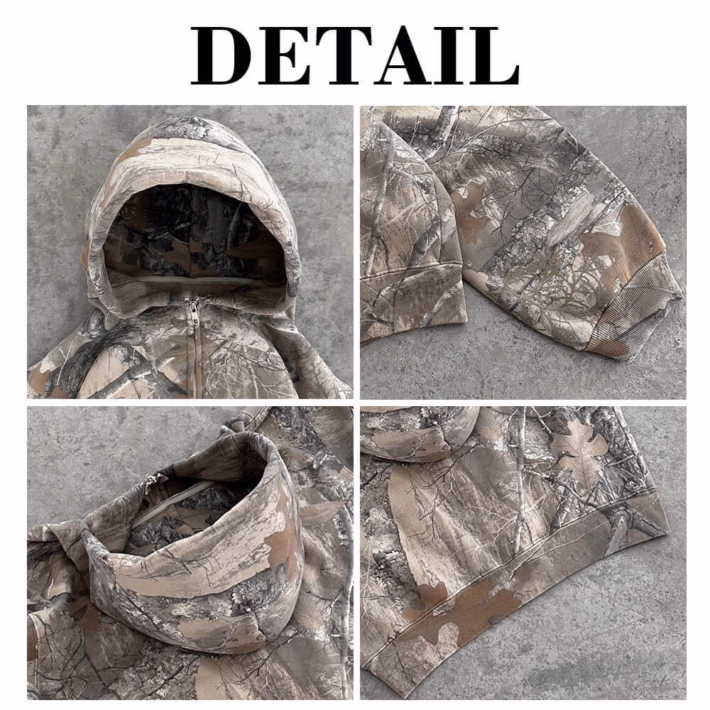 YALI-Clothing Custom Zip Up Hoodies 100% Cotton Camouflage Real Tree for Men's Wholesale