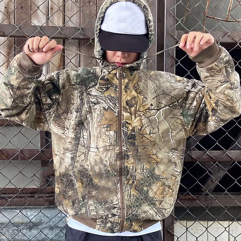 YALI-Clothing Custom Zip Up Hoodies 100% Cotton Camouflage Real Tree for Men's Wholesale