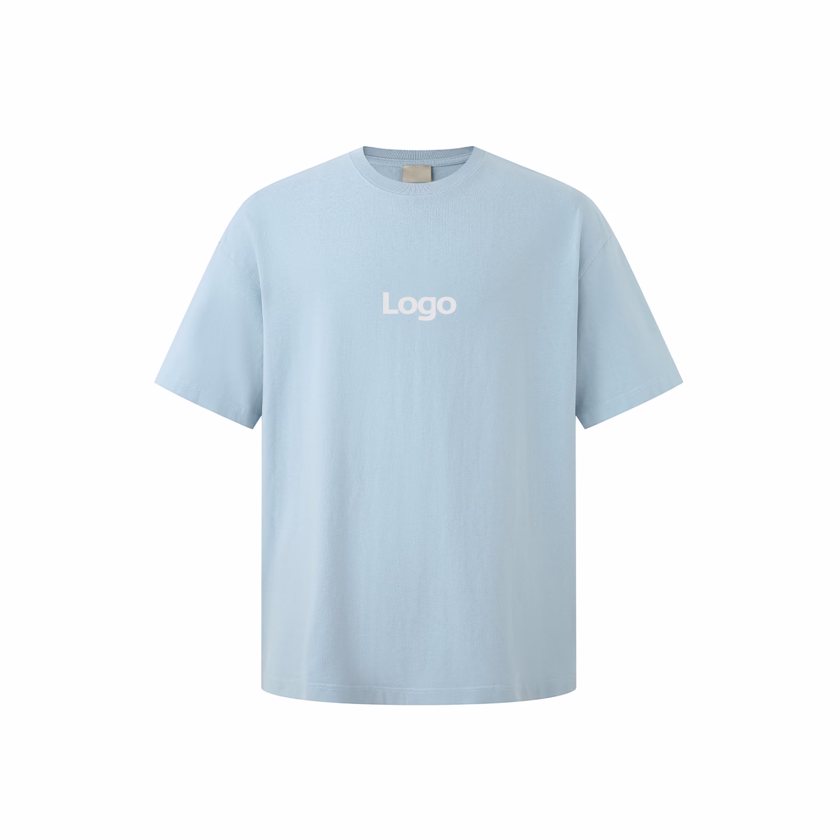 290g Coton épais T-shirt à manches courtes lavées et froissées Epaule tombante T-shirt à col rond