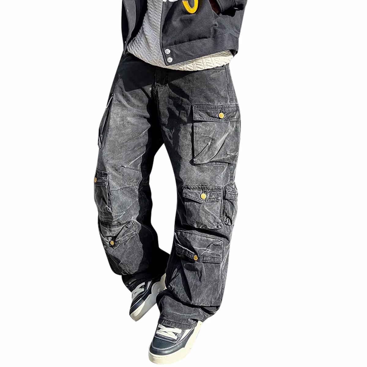 Custom Loose Fitting Hip Hop Fashion Cotton Multi-pocket Vintage Wash Printing Fashion Pants Supplier