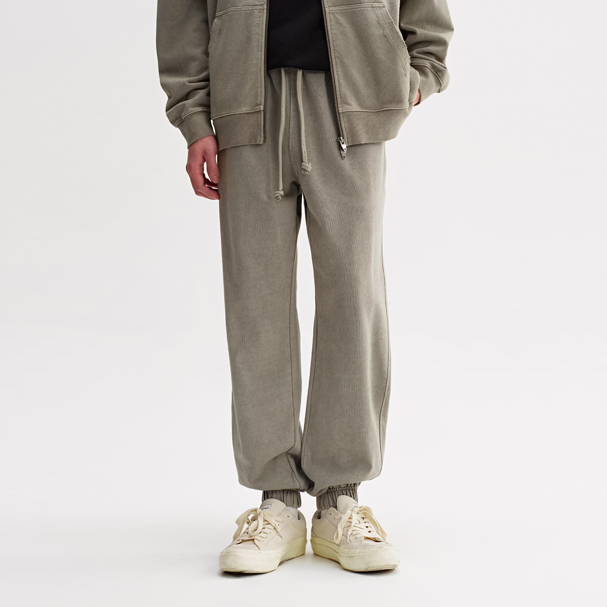 Wholesale Customized Distressed Knit Sweatpants Heavyweight Washed Vintage Pants Casual Cotton Ribbed Ankle Pants