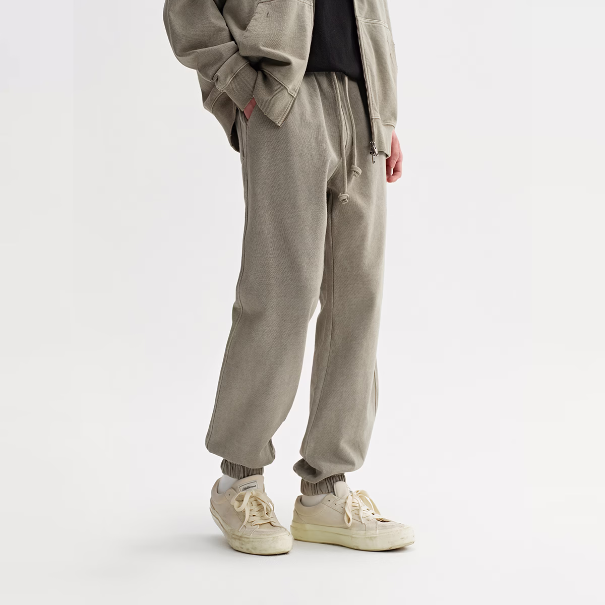 Wholesale Customized Distressed Knit Sweatpants Heavyweight Washed Vintage Pants Casual Cotton Ribbed Ankle Pants