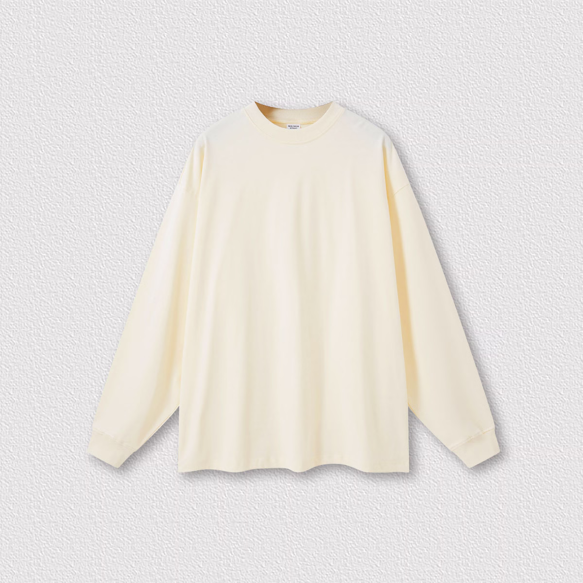 Yali-Clothing 305gsm OEMODM Custom Pullover Blank Round Neck Unisex Long Sleeve Cotton T-Shirt