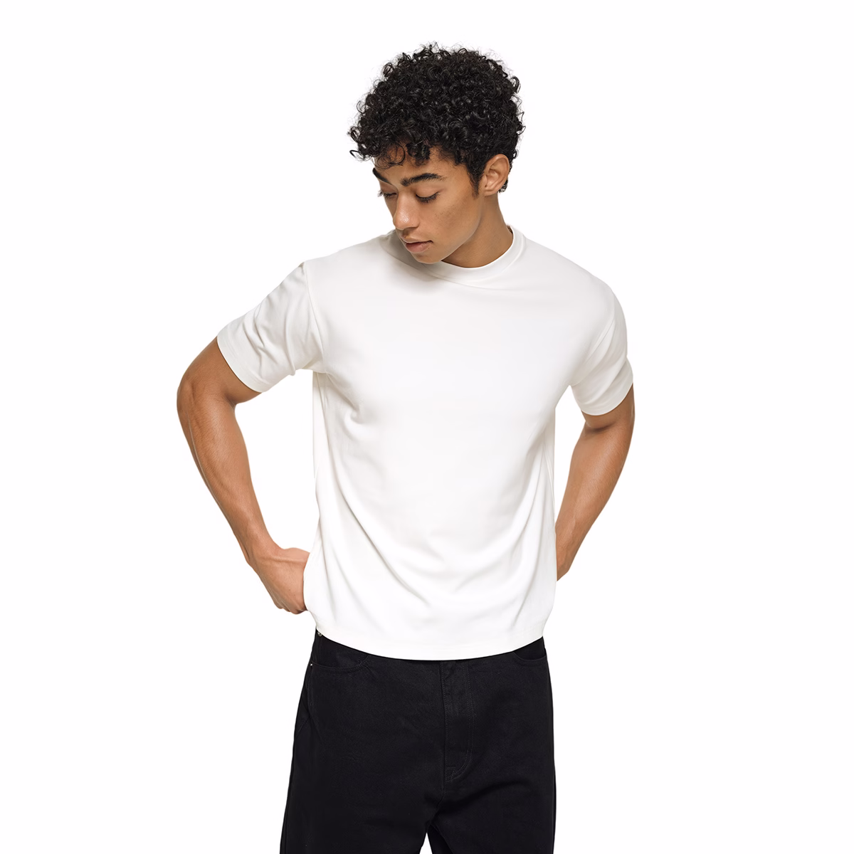 Yali Clothing T-Shirt imprimé sur mesure en fibre de bambou mélangée au coton, Slim Fit Straight Shoulder Solid Color T-Shirt for Men