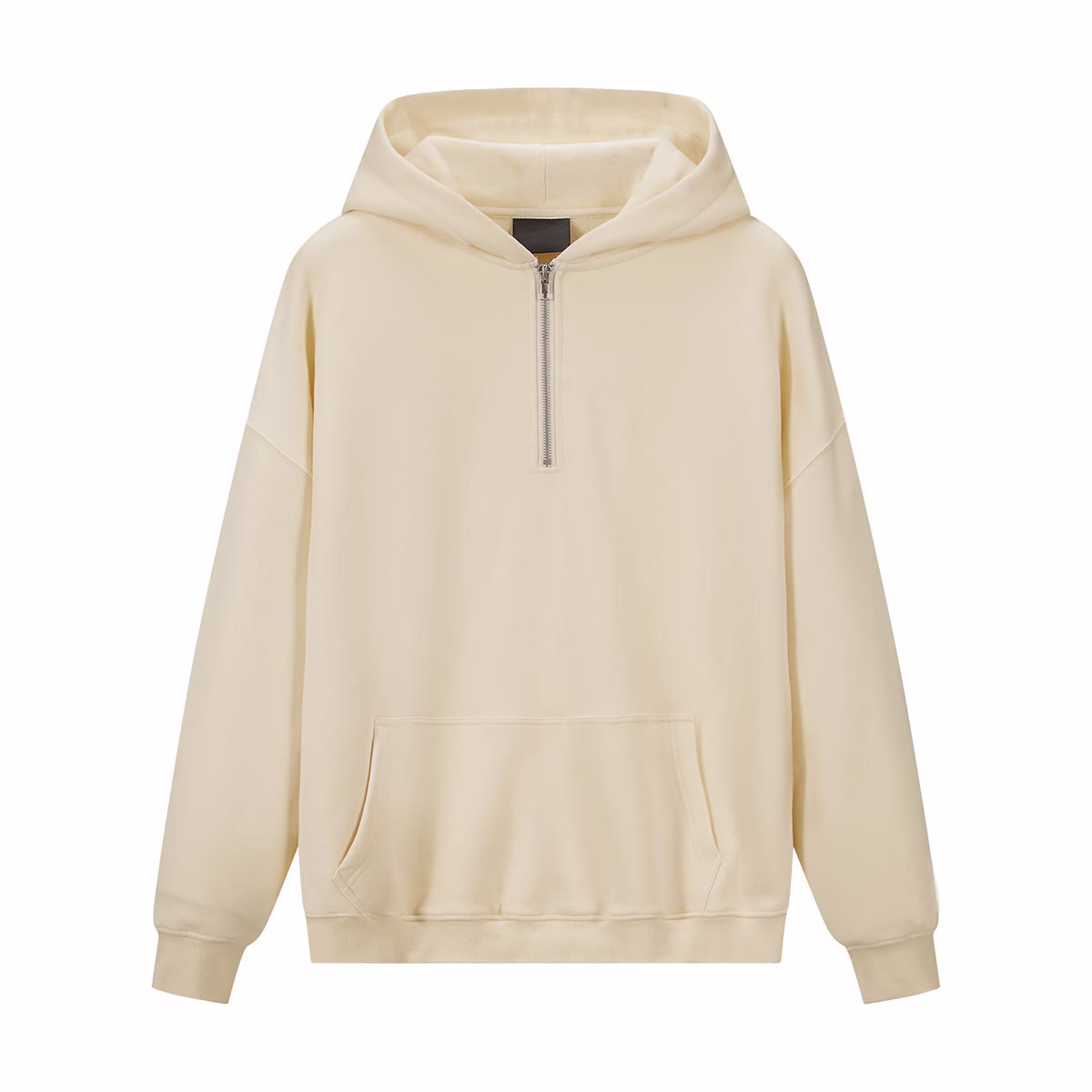 Sweat à capuche personnalisé OEM 100 % coton biologique 380 g/m² Sweats à capuche oversize demi-zip Sweats unisexes