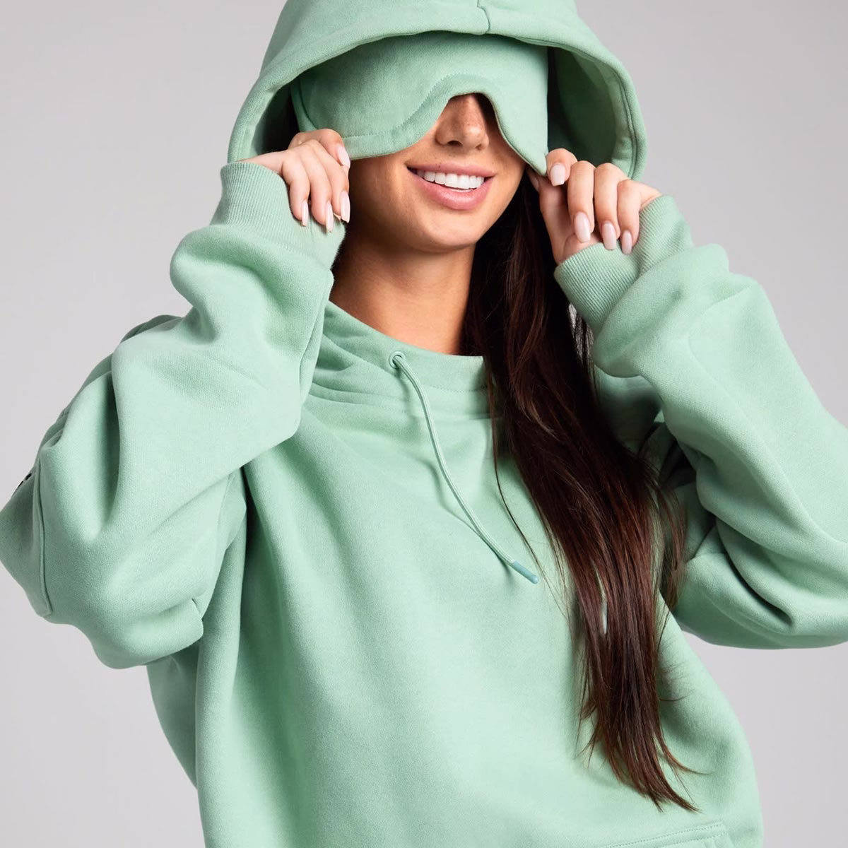 Yali Clothing Unisex Solid Color Customized Blank Oversized Cotton Hoodie With Sleep Eye Covers
