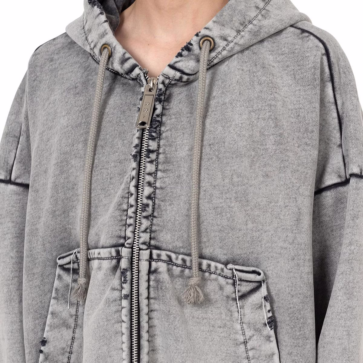 Yali Clothing Custom Acid Wash Men's Vintage Distressed Oversized Zip up Streetwear Hoodie