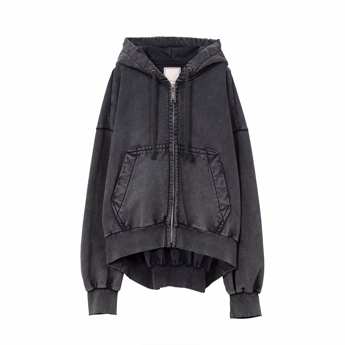 Yali Clothing Custom Acid Wash Heren Vintage Distressed Oversized Zip-up Streetwear Hoodie