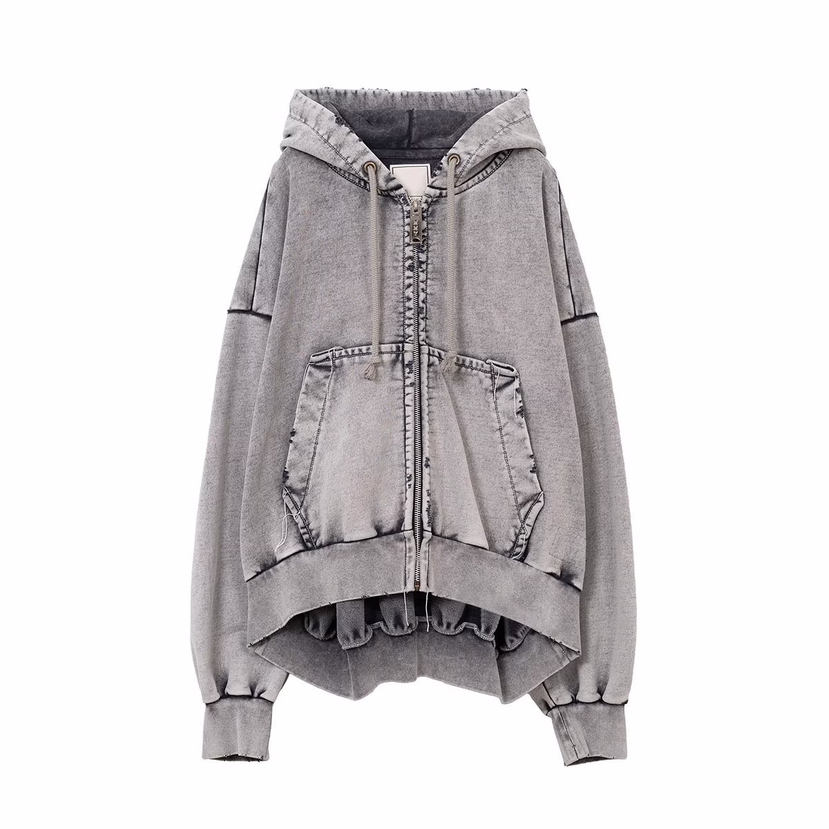 Yali Clothing Custom Acid Wash Men's Vintage Distressed Oversized Zip up Streetwear Hoodie
