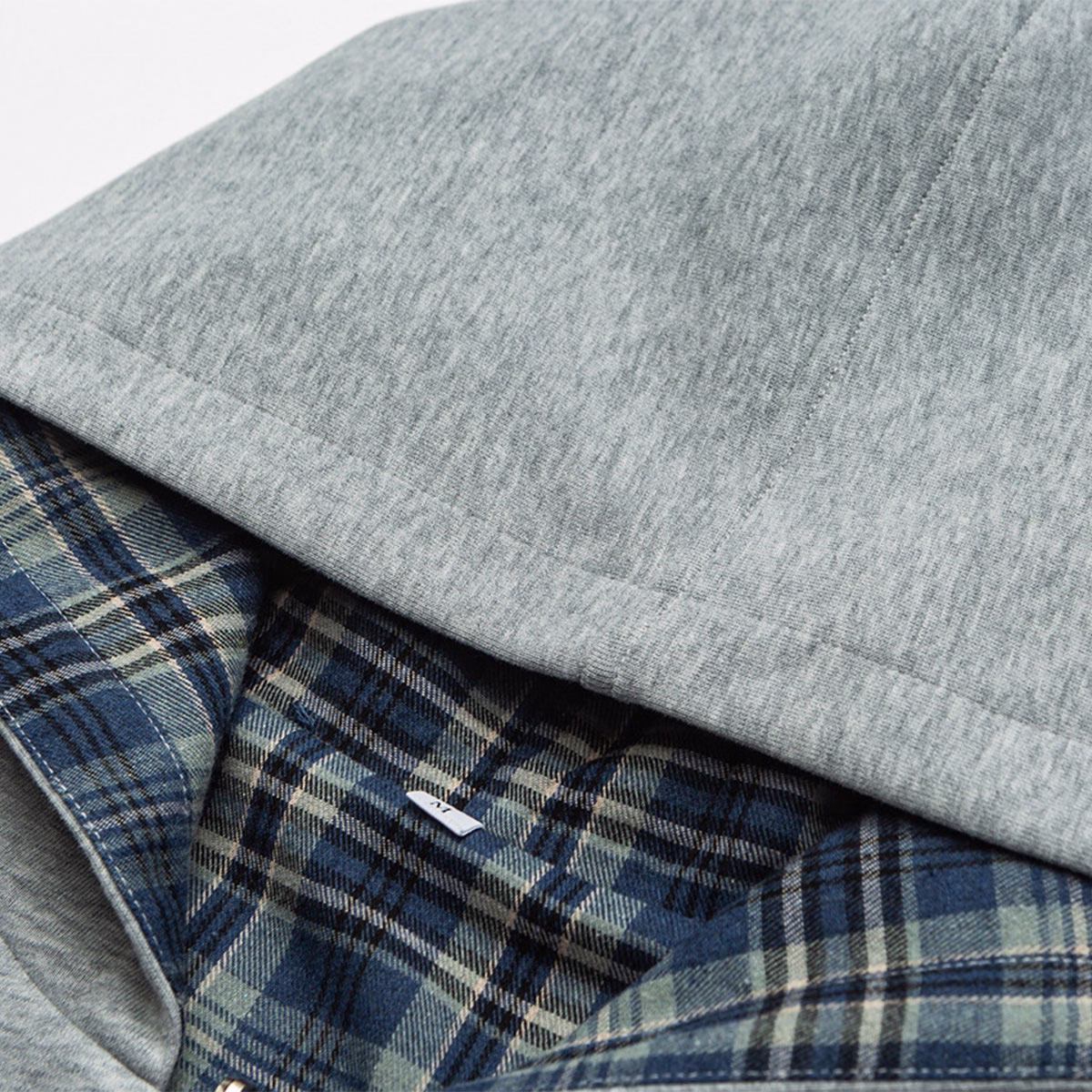 Yali-Clothing Maßgeschneiderter Reißverschluss, überschnittene Schultern, doppellagiger, wendbarer Hoodie mit Karomuster