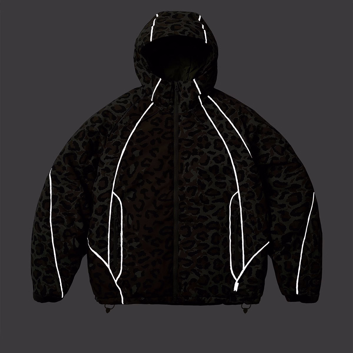 Yali Clothing OEM Giacca ampia personalizzata Giacca impermeabile riflettente con stampa leopardata