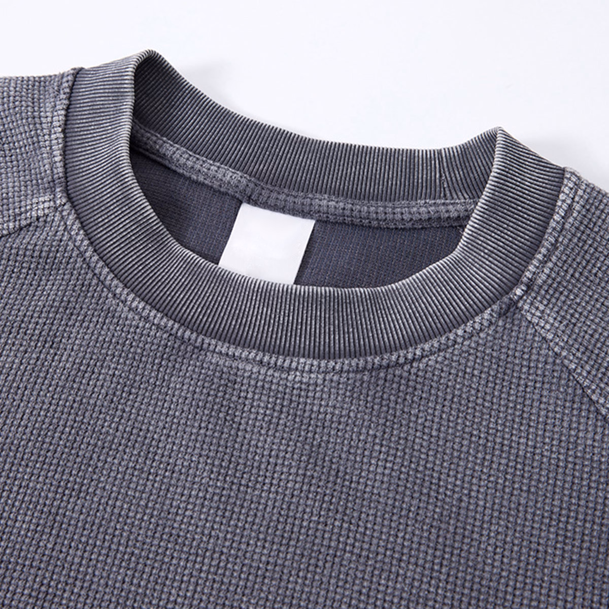 Custom 235G waffle cotton fabric Washed Distressed Boxy Short Wide Raglan Sleeve Streetwear T-Shirt