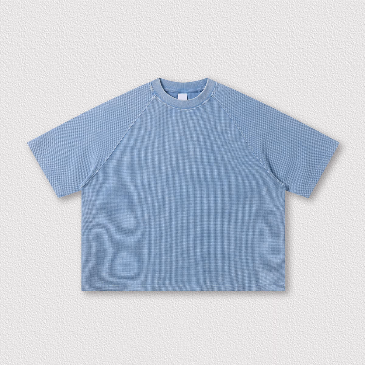 Custom 235G waffle cotton fabric Washed Distressed Boxy Short Wide Raglan Sleeve Streetwear T-Shirt