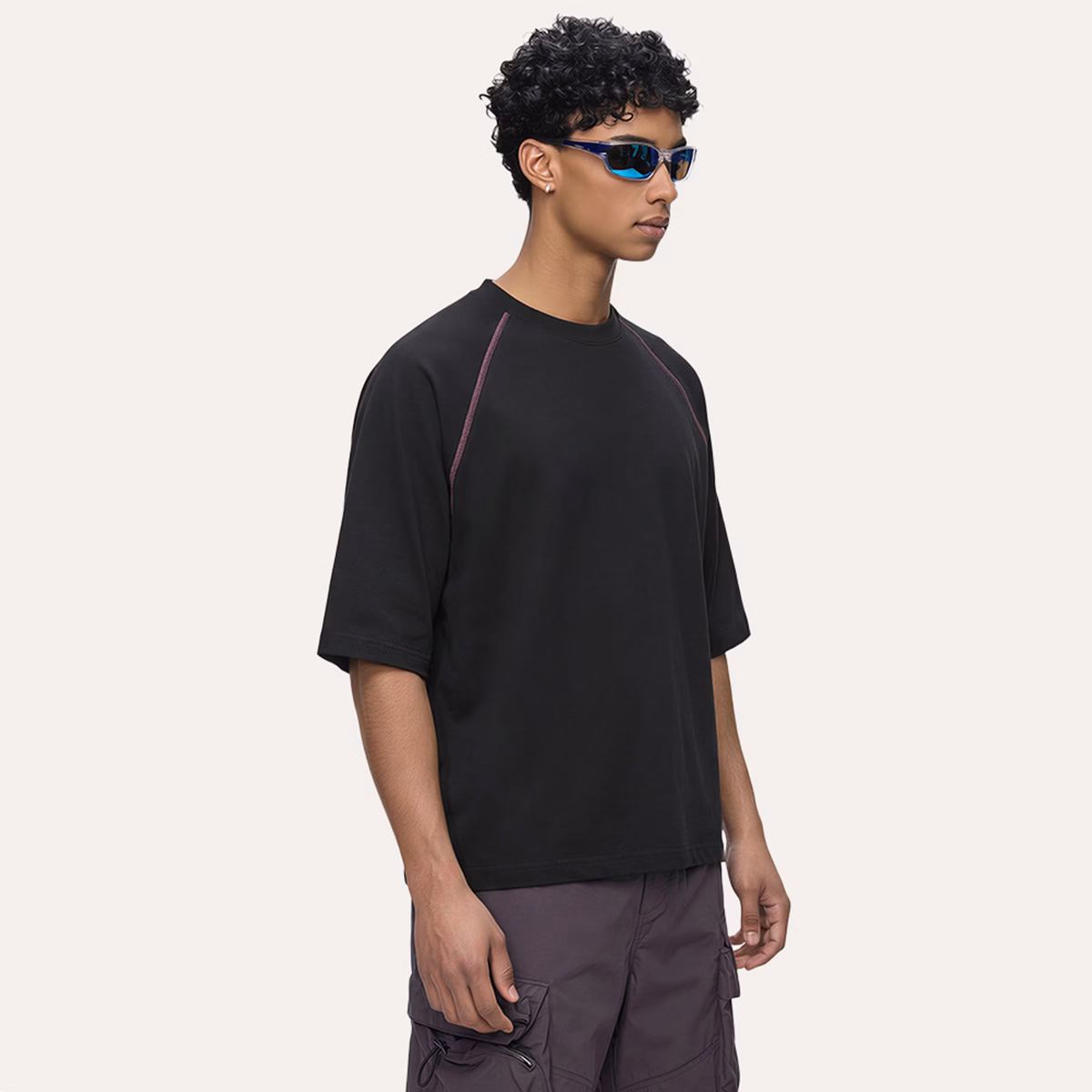 ODM 210GSM Sorona Oversized Contrast Stitching Streetwear T-Shirt Fabrikant