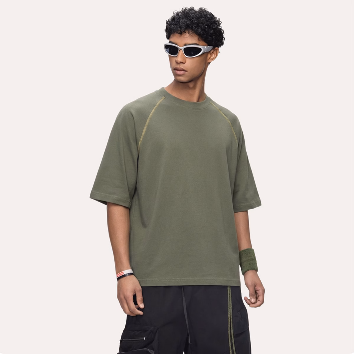 ODM 210GSM Sorona Oversized Contrast Stitching Streetwear T-Shirt Manufacturer