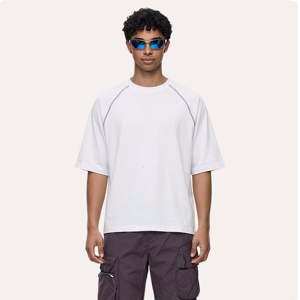 ODM 210GSM Sorona Oversized Contrast Stitching Streetwear T-Shirt Fabrikant
