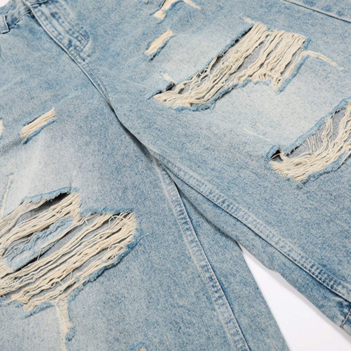 Custom Vintage Wash Men's Capri Jeans OEM Wholesale Wide-Leg Baggy Jeans
