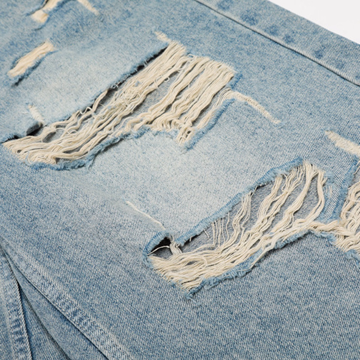 Custom Vintage Wash Men's Capri Jeans OEM Wholesale Wide-Leg Baggy Jeans