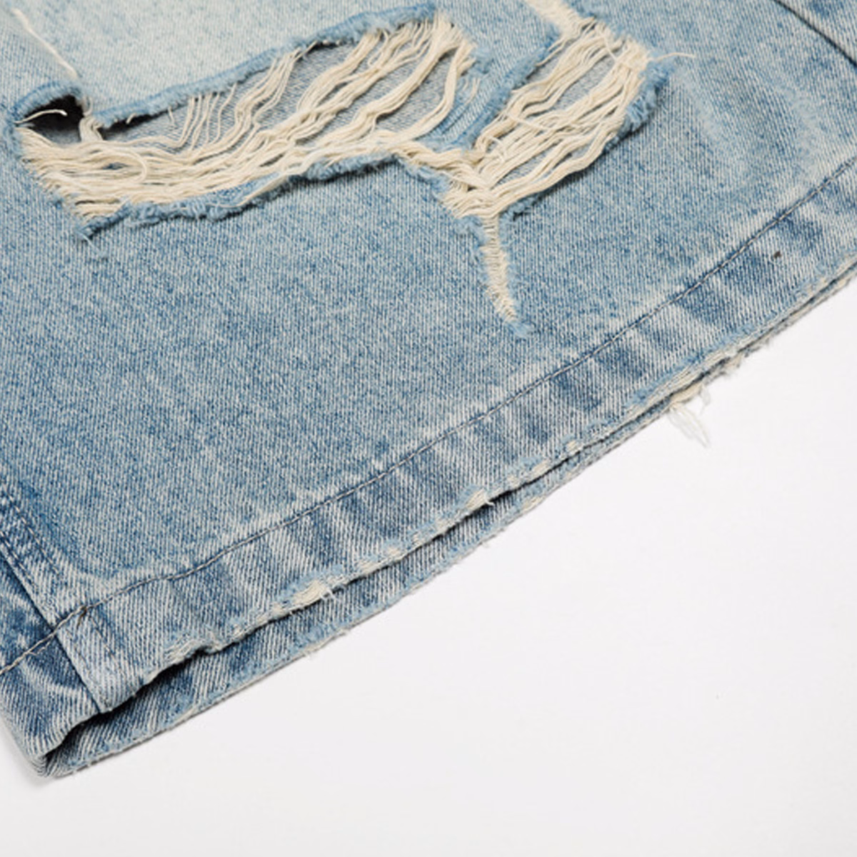 Custom Vintage Wash Men's Capri Jeans OEM Wholesale Wide-Leg Baggy Jeans