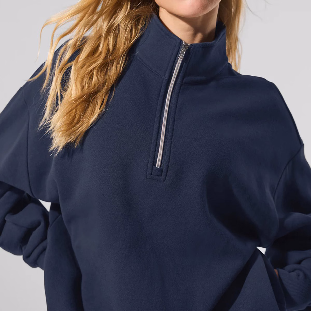 Custom Women's 14 Zip 340gsm Organic Cotton Streetwear OEM Activewear Factory
