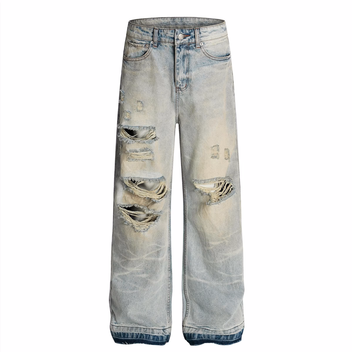 ODM-Hersteller von übergroßen Jeans im Vintage-Wasch-Look – maßgeschneiderte, unbedruckte Streetwear-Jeans