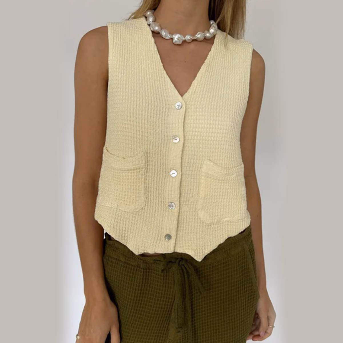 Organic Cotton Waffle Vest Manufacturer 260gsm Eco-Friendly Clothing